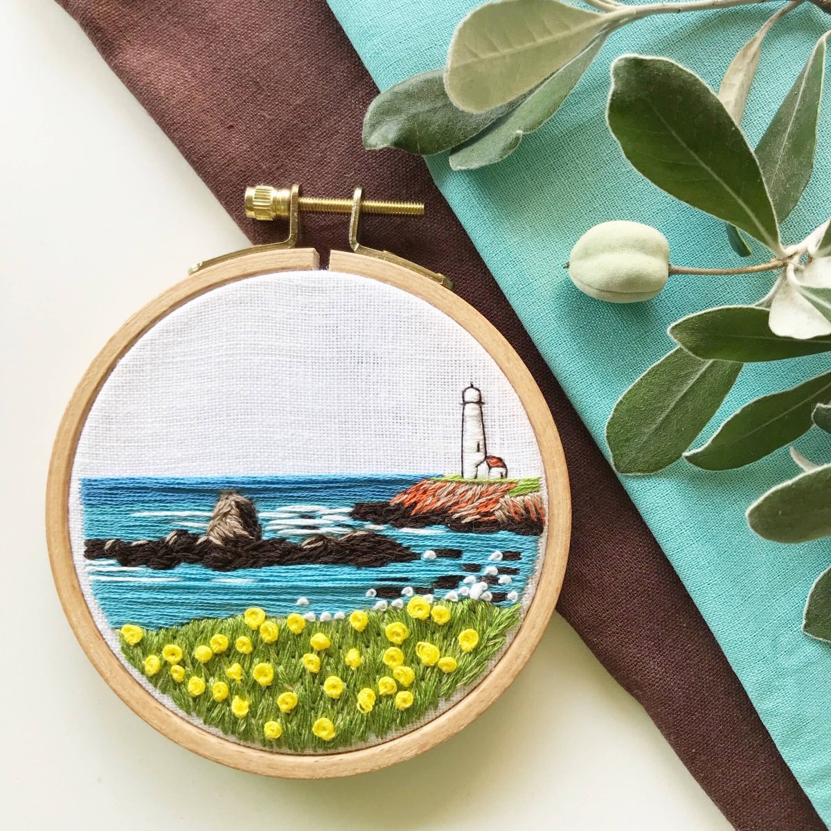 Rosanna Diggs Embroidery - Lighthouse By the Bay Modern Hand Embroidery Kit - The Merri Artist - merriartist.com