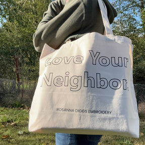 Rosanna Diggs Embroidery - Love Your Neighbor Tote Bag Embroidery Kit - The Merri Artist - merriartist.com