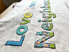 Rosanna Diggs Embroidery - Love Your Neighbor Tote Bag Embroidery Kit - The Merri Artist - merriartist.com