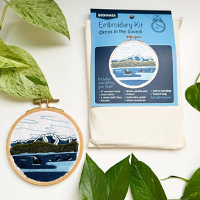 Rosanna Diggs Embroidery - Orcas in the Sound Landscape Embroidery Kit for Beginners - The Merri Artist - merriartist.com