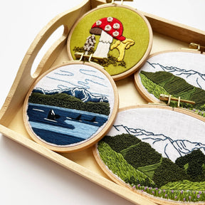 Rosanna Diggs Embroidery - Orcas in the Sound Landscape Embroidery Kit for Beginners - The Merri Artist - merriartist.com