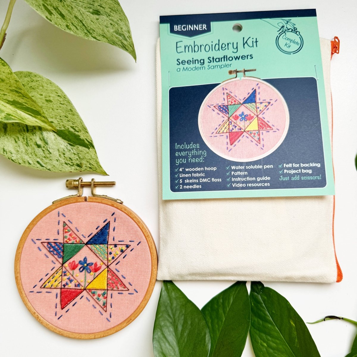 Rosanna Diggs Embroidery - Seeing Starflowers Embroidery Kit for Beginners - The Merri Artist - merriartist.com