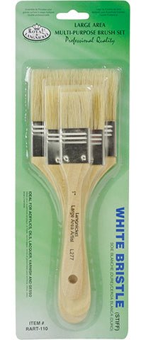 Royal Brush Set - Large Area Short Handle - White Bristle - Set of 3 (1", 2" and 3") - The Merri Artist - merriartist.com