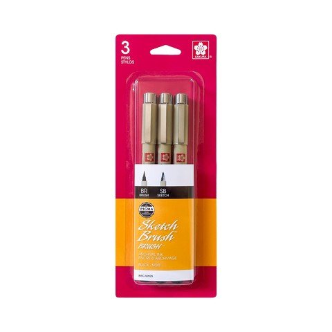 Sakura Pigma Brush/Sketch Brush 3PC - Black - The Merri Artist - merriartist.com