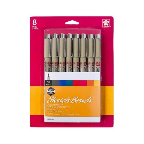 Sakura Pigma Sketch Brush 8PC Set - Assorted - The Merri Artist - merriartist.com