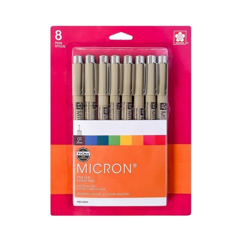 Sakura Pigman Micron 01 (0.25mm) 8PC Set - Rainbow - The Merri Artist - merriartist.com