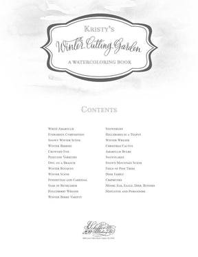Schiffer Publishing - Kristy's Winter Cutting Garden: A Watercoloring Book - The Merri Artist - merriartist.com