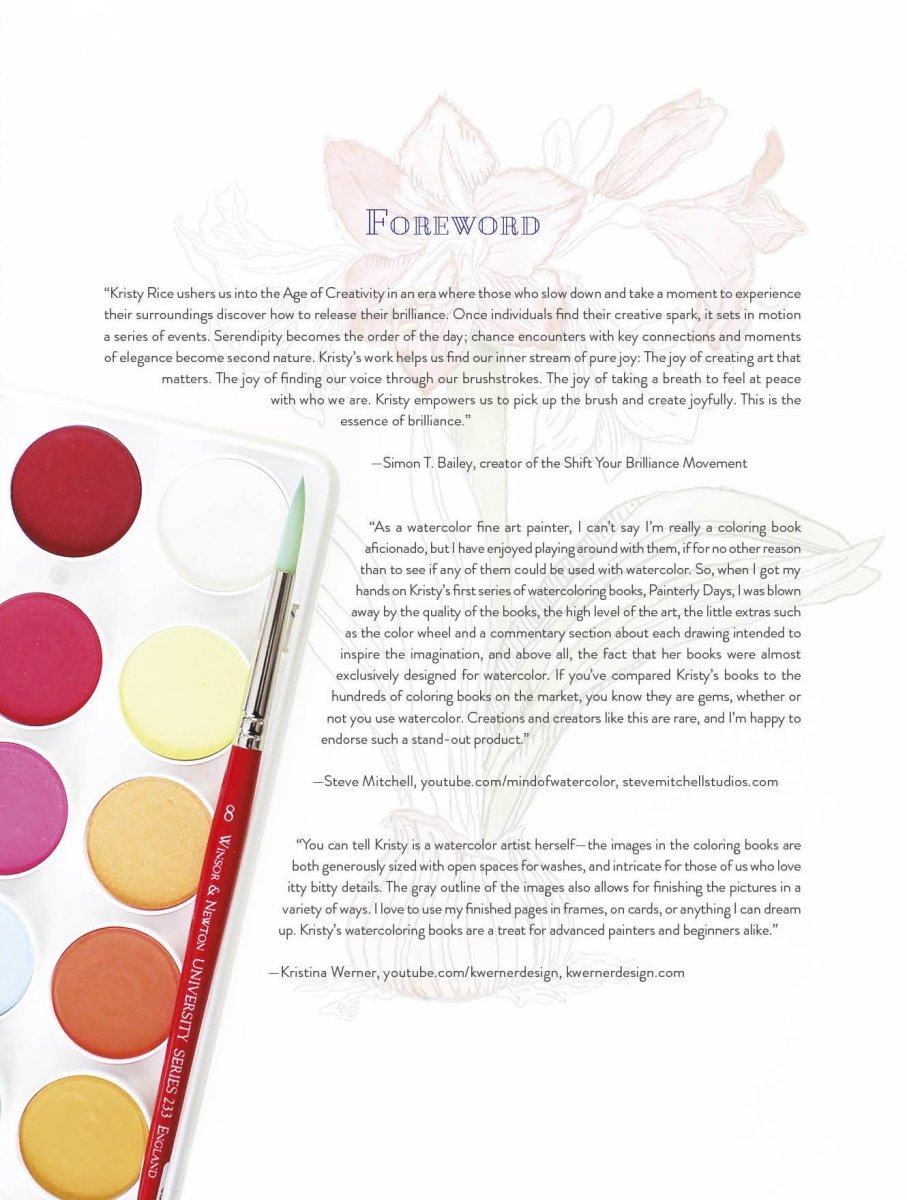 Schiffer Publishing - Kristy's Winter Cutting Garden: A Watercoloring Book - The Merri Artist - merriartist.com