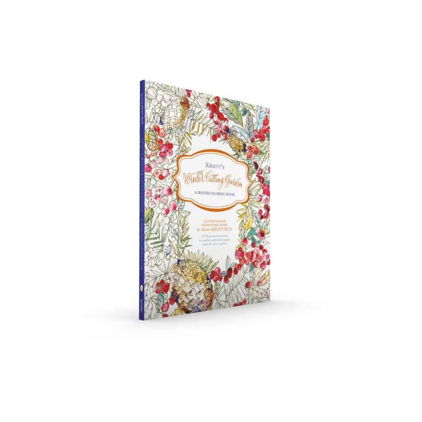 Schiffer Publishing - Kristy's Winter Cutting Garden: A Watercoloring Book - The Merri Artist - merriartist.com