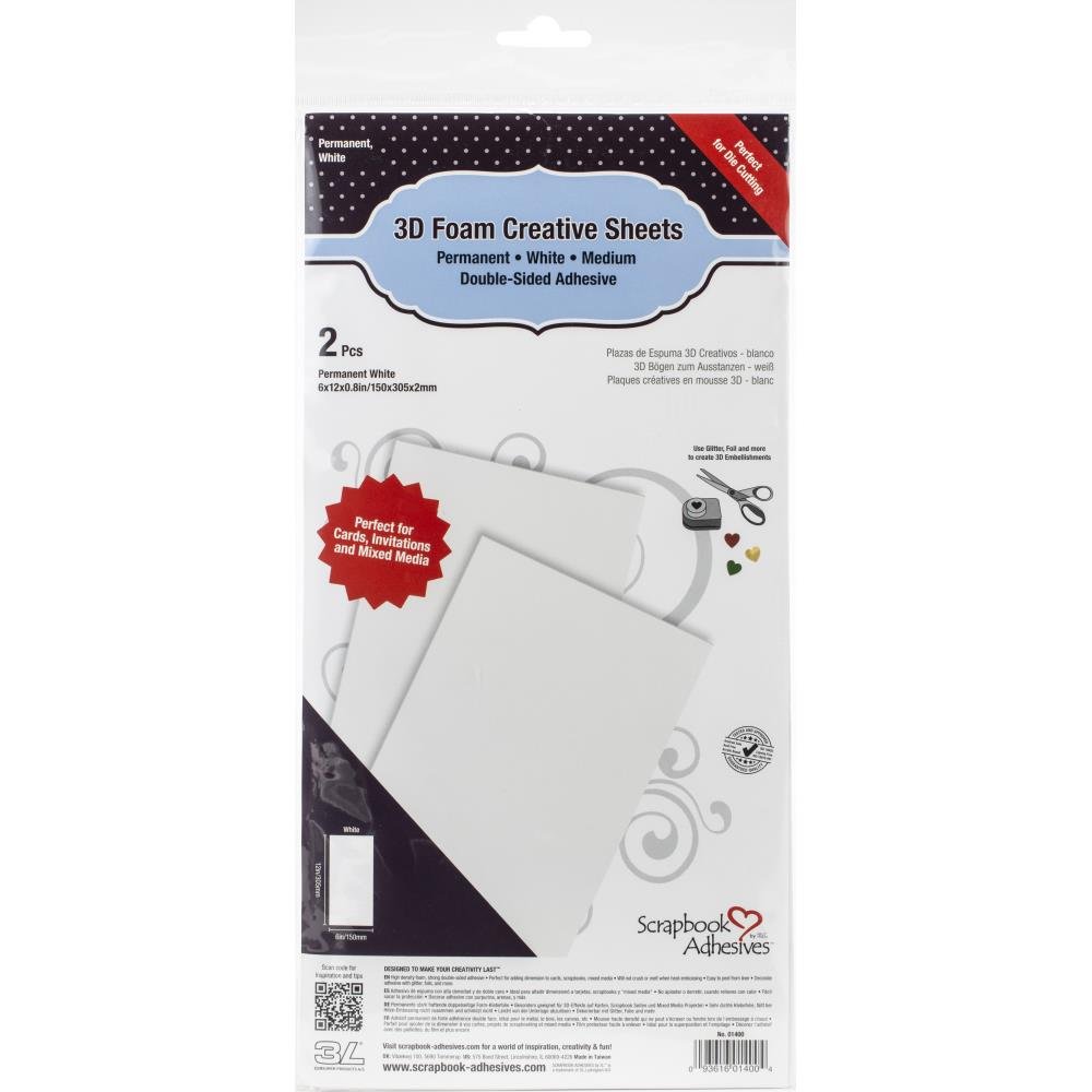 Scrapbook Adhesives 3D Foam Creative Sheets 6 x 12 x 0.8 inch - 2 Pack - The Merri Artist - merriartist.com
