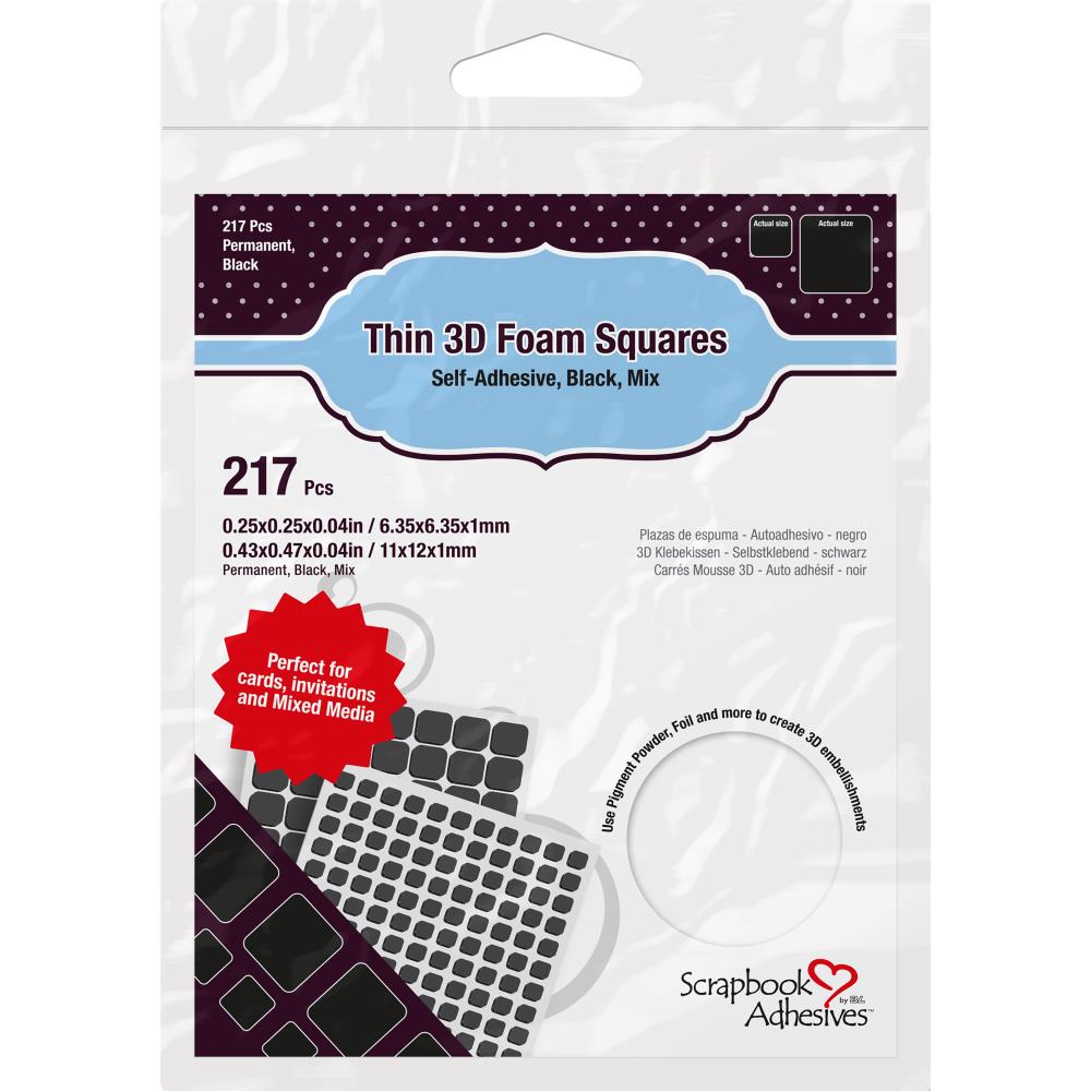 Scrapbook Adhesives Thin 3D Adhesive Foam Squares White - 217 Squares in 2 sizes - The Merri Artist - merriartist.com