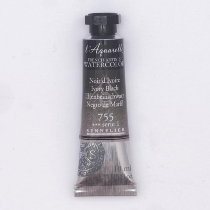 Sennelier French Artists Watercolor - 10ml Tube - Ivory Black - The Merri Artist - merriartist.com