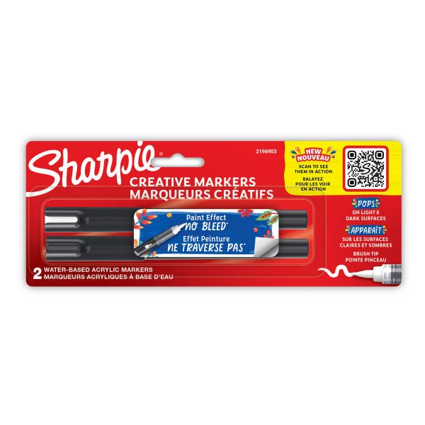 Sharpie Creative Markers, Pack of 1 Black & 1 White - Brush Tip - The Merri Artist - merriartist.com