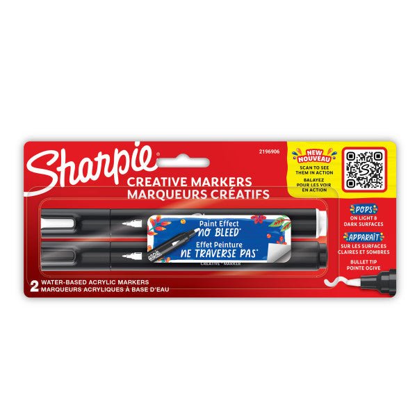 Sharpie Creative Markers, Pack of 1 Black & 1 White - Bullet Tip - The Merri Artist - merriartist.com