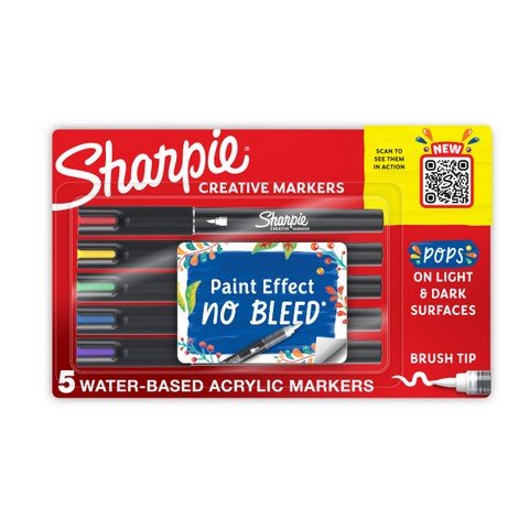 Sharpie Creative Markers Sets, Brush Tip - 5 Color Assorted Set - The Merri Artist - merriartist.com