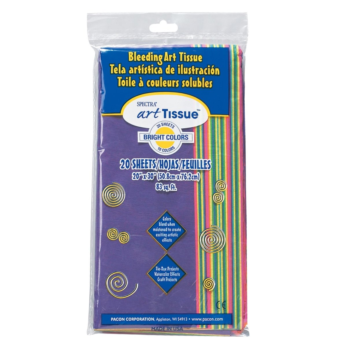 Spectra Deluxe Bleeding Art Tissue - 10 Bright Colors - 20 Sheets 20X30" - The Merri Artist - merriartist.com