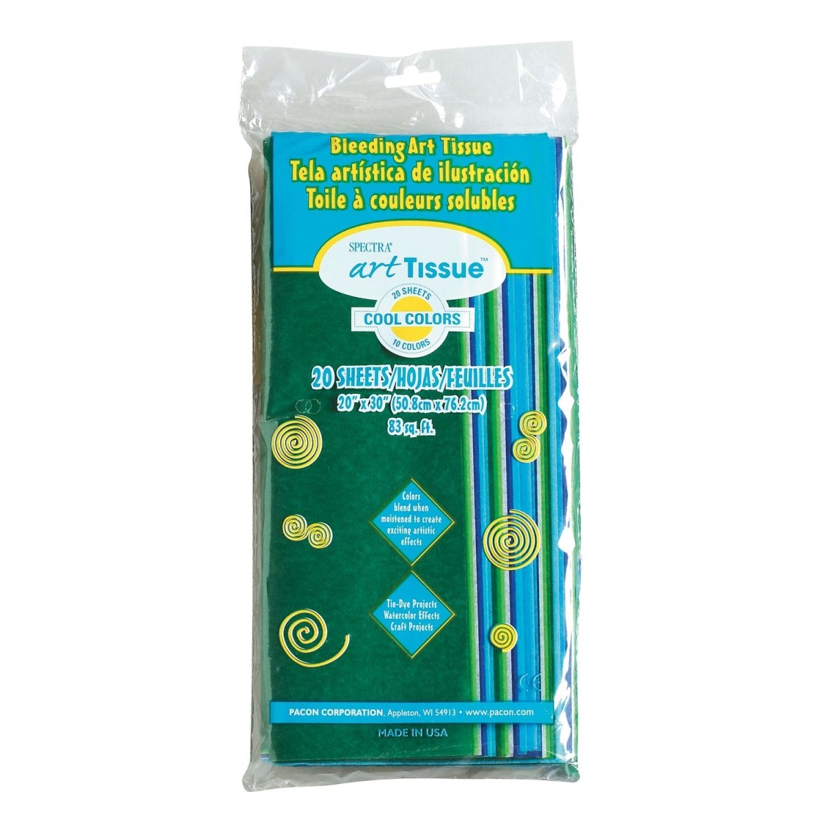Spectra Deluxe Bleeding Art Tissue - 10 Cool Colors - 20 Sheets 20X30" - The Merri Artist - merriartist.com