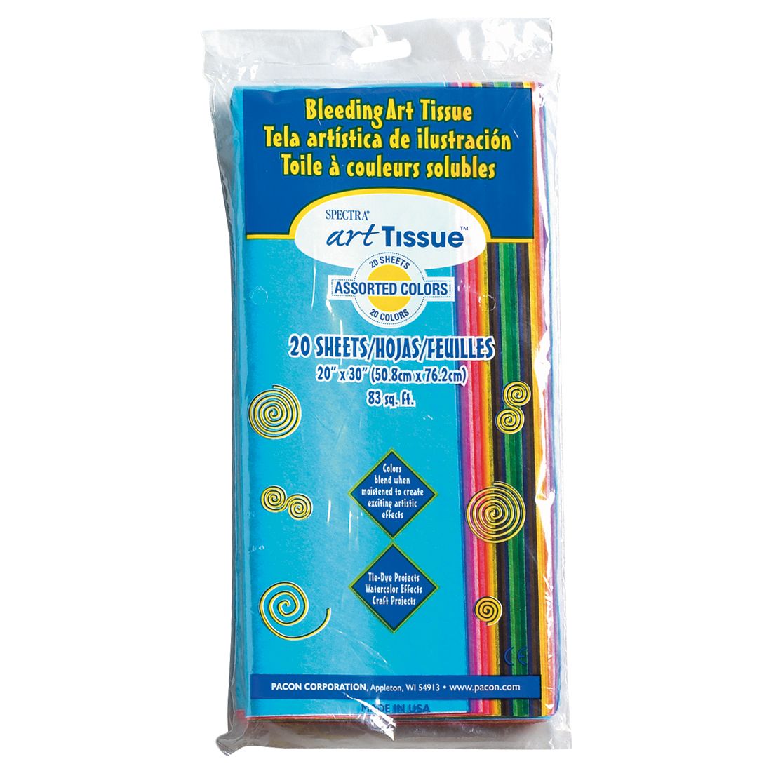 Spectra Deluxe Bleeding Art Tissue - 20 Assorted Colors 20X30" - The Merri Artist - merriartist.com