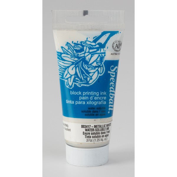 Speedball Block Printing Ink - Water Based 1.25 fl oz (37 cc) Platinum White - The Merri Artist - merriartist.com