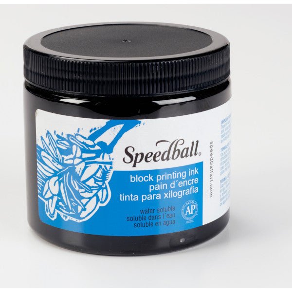 Speedball Block Printing Ink - Water Based 16 fl oz (75cc) Black - The Merri Artist - merriartist.com