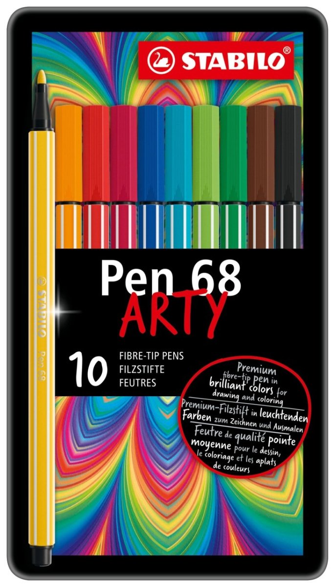 Stabilo Pen 68 Marker Set Metal Box Set of 10 - The Merri Artist - merriartist.com