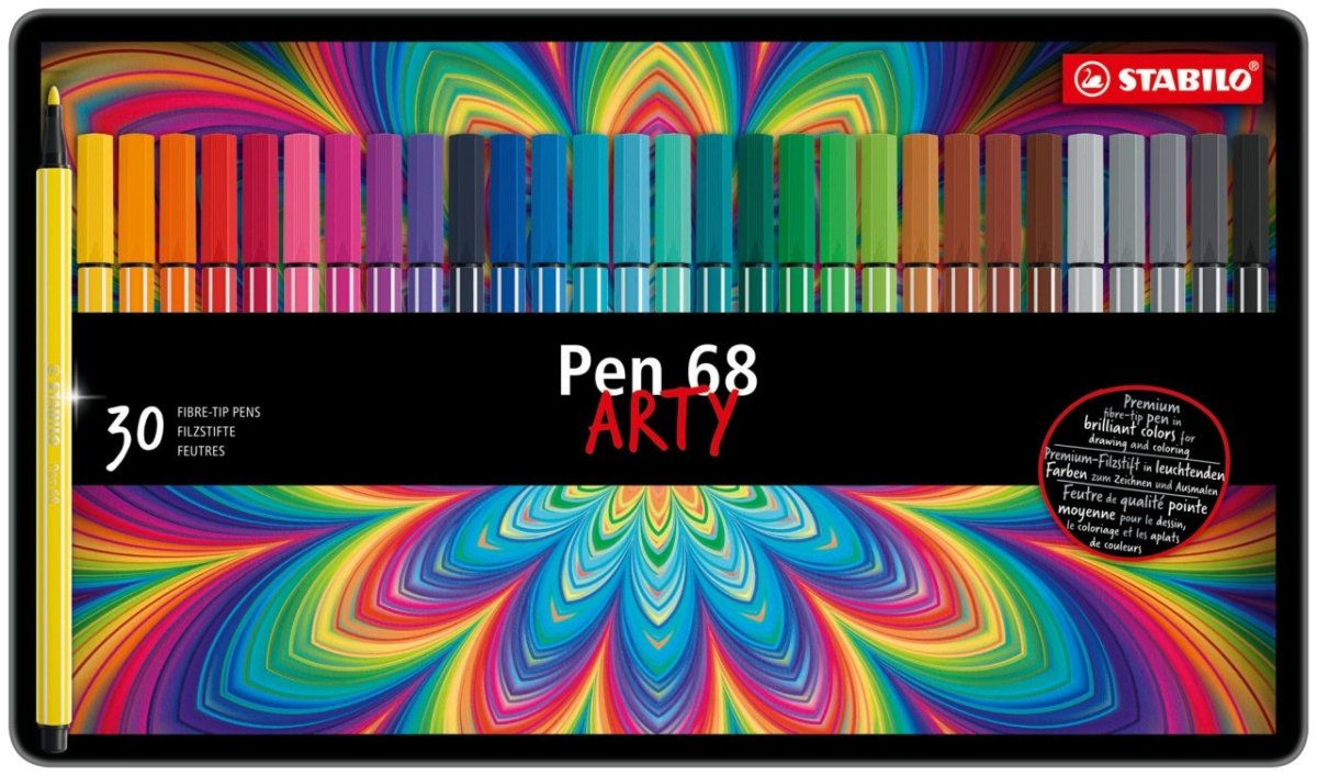 Stabilo Pen 68 Marker Set Metal Box Set of 30 - The Merri Artist - merriartist.com