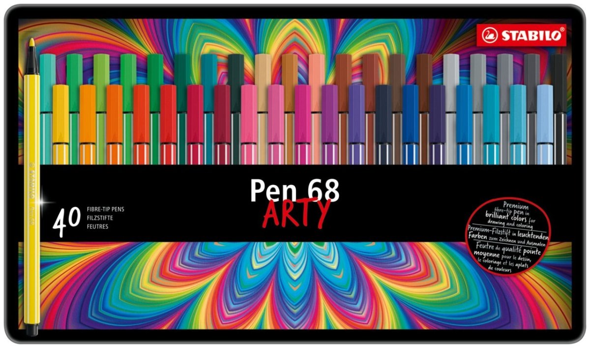 Stabilo Pen 68 Marker Set Metal Box Set of 40 - The Merri Artist - merriartist.com