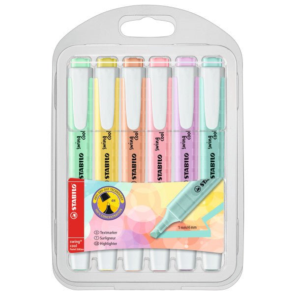 Stabilo Swing Cool Highlighter Set of 6 Pastel - The Merri Artist - merriartist.com