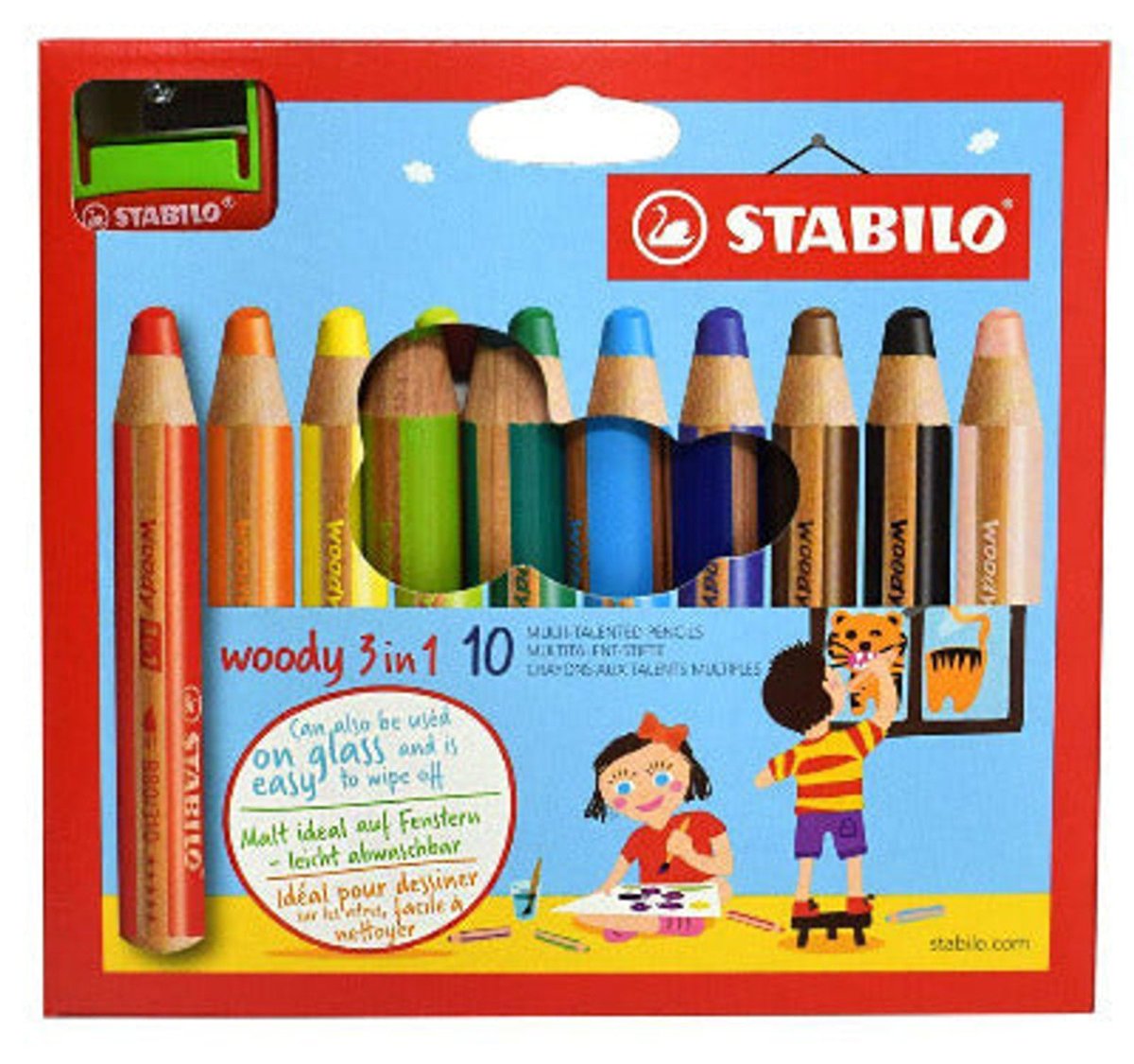 Stabilo Woody 3 - in - 1 Set of 10 with Sharpener - The Merri Artist - merriartist.com