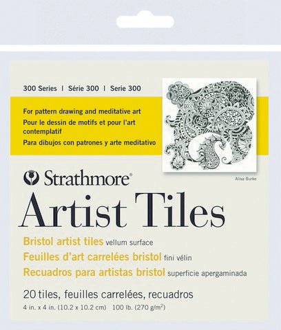 Strathmore Artist Tiles - Bristol Vellum 100 lb. 4x4 inch Pack of 20 - The Merri Artist - merriartist.com