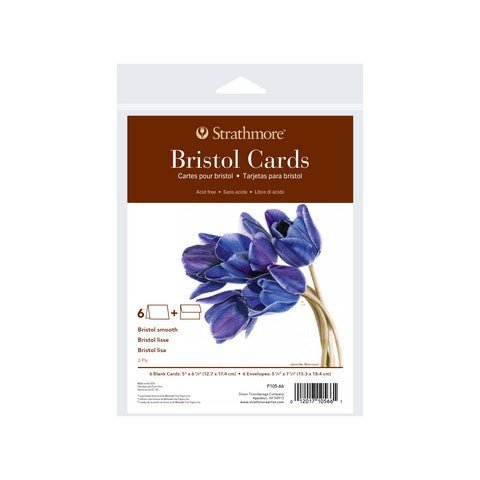 Strathmore Blank Cards with Envelopes - 400 Series Bristol 5 X 6.875 inch - Pack of 6 - The Merri Artist - merriartist.com