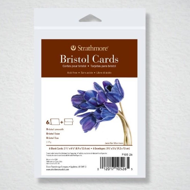 Strathmore Blank Cards with Envelopes - 70 lb. (104 gsm) Bristol - Announcement Size 3.5 x 4.875 inch - Pack of 6 - The Merri Artist - merriartist.com