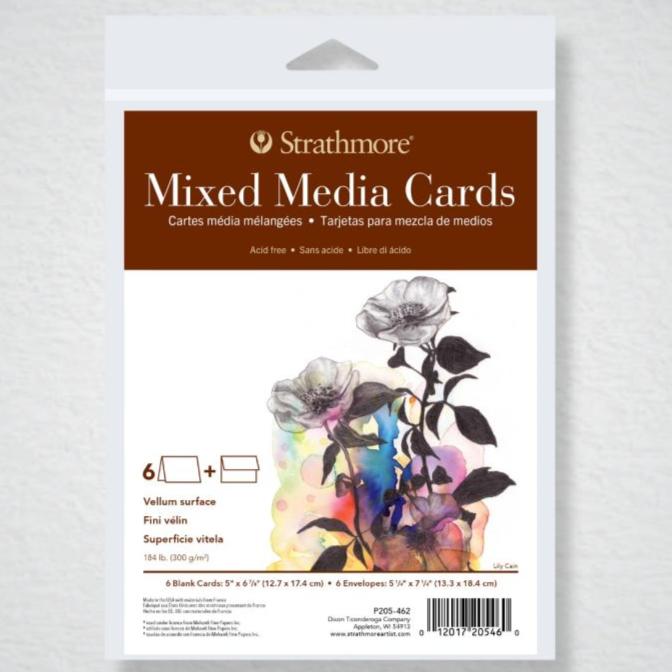 Strathmore Blank Cards with Envelopes - Mixed Media Cards, 5" x 6.875" - 184 lb. (300gsm) Pack of 6 - The Merri Artist - merriartist.com