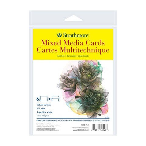 Strathmore Blank Cards with Envelopes - Mixed Media Cards 5" x 6.875" - 80 lb. (216gsm) Pack of 6 - The Merri Artist - merriartist.com