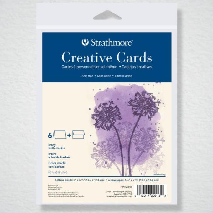 Strathmore Creative Cards, Full Size - 5" x 6.875" - Ivory with Deckled Edge - Pack of 6 - The Merri Artist - merriartist.com