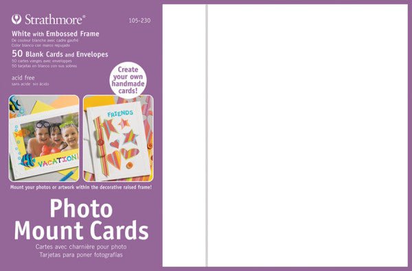 Strathmore Photo Mount Cards with Envelopes - White Embossed 5x7 inch - 50 Pack - The Merri Artist - merriartist.com