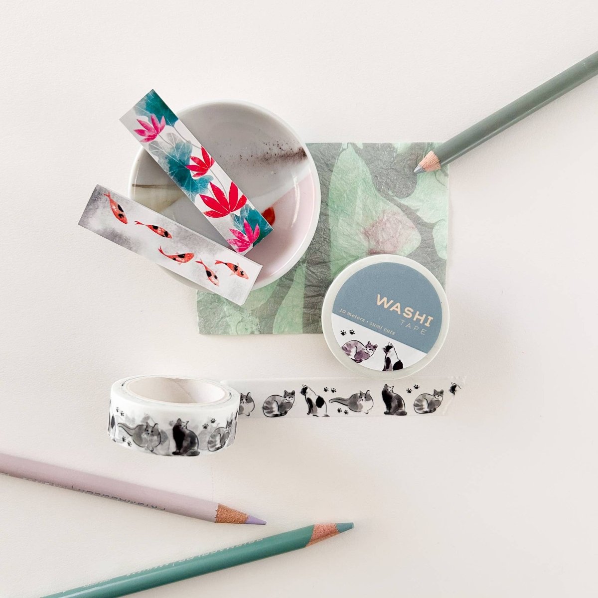Sumi Cats Washi Tape - The Merri Artist - merriartist.com