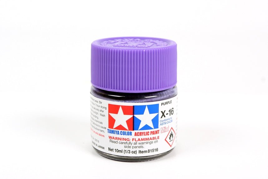 Tamiya Mini Acrylic 10 ml - X - 16 Purple Gloss Finish - The Merri Artist - merriartist.com