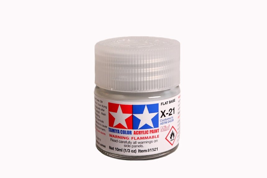 Tamiya Mini Acrylic 10 ml - X - 21 Flat Base Finish - The Merri Artist - merriartist.com