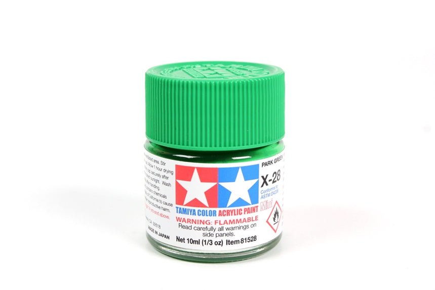 Tamiya Mini Acrylic 10 ml - X - 28 Park Green Gloss Finish - The Merri Artist - merriartist.com