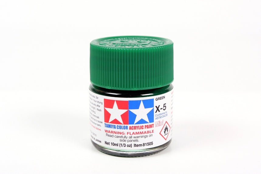Tamiya Mini Acrylic 10 ml - X - 5 Green Gloss Finish - The Merri Artist - merriartist.com