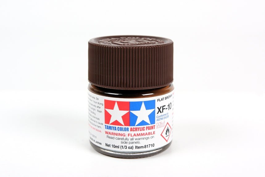 Tamiya Mini Acrylic 10 ml - XF - 10 Flat Brown Matte Finish - The Merri Artist - merriartist.com