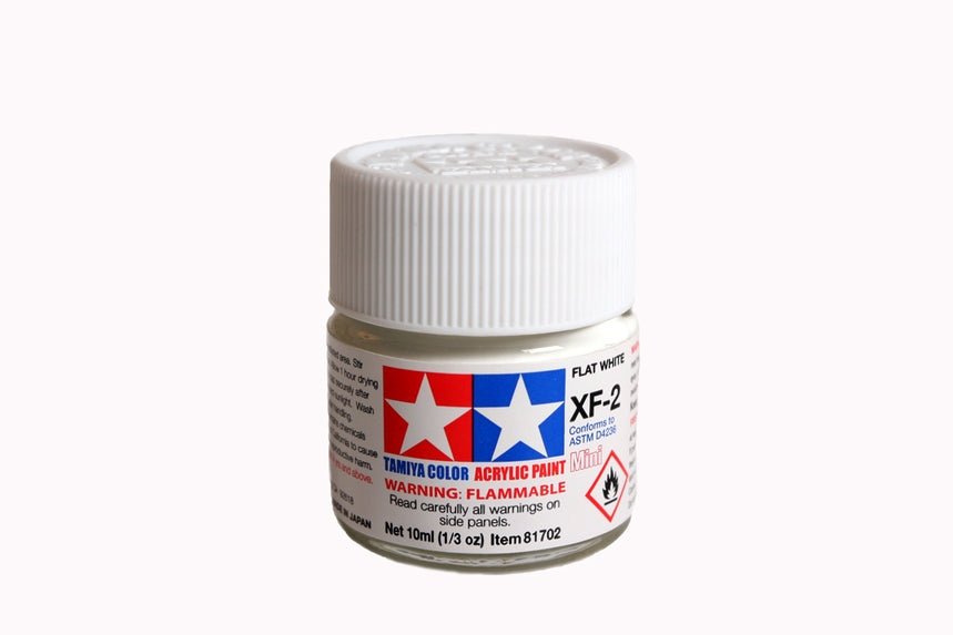 Tamiya Mini Acrylic 10 ml - XF - 2 Flat White Matte Finish - The Merri Artist - merriartist.com