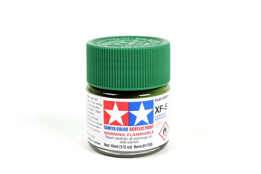 Tamiya Mini Acrylic 10 ml - XF - 5 Flat Green Matte Finish - The Merri Artist - merriartist.com