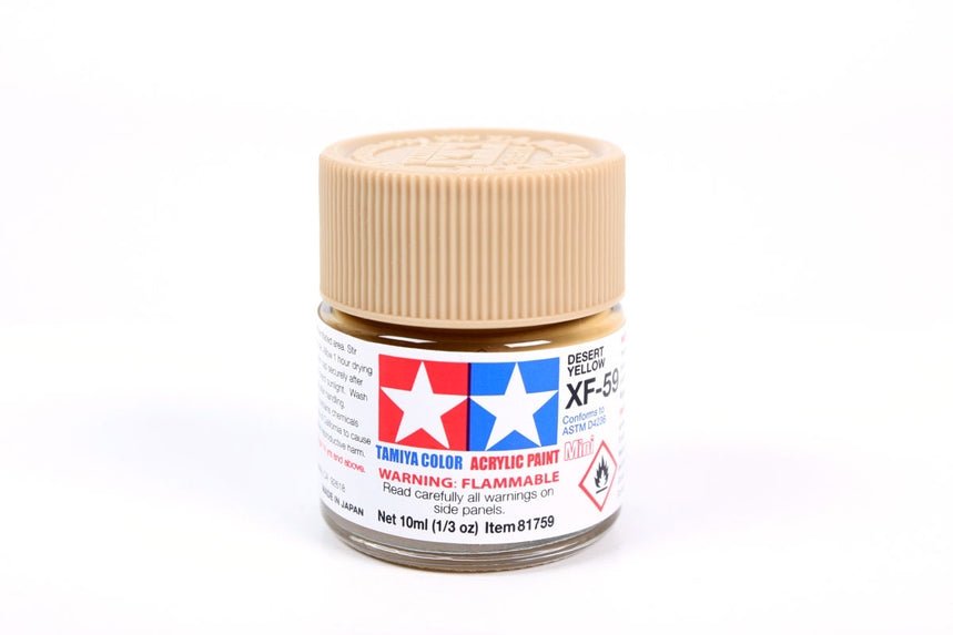 Tamiya Mini Acrylic 10 ml - XF - 59 Desert Yellow Matte Finish - The Merri Artist - merriartist.com