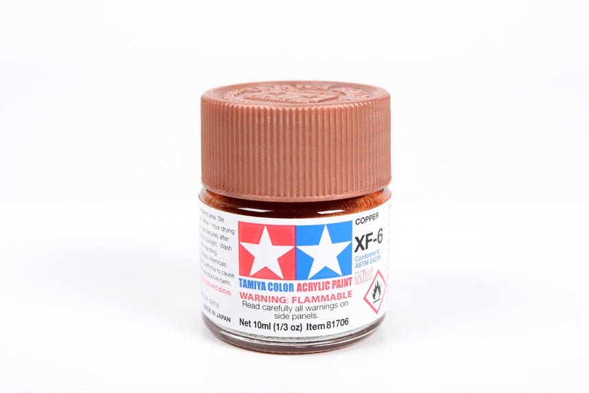 Tamiya Mini Acrylic 10 ml - XF - 6 Copper Matte Finish - The Merri Artist - merriartist.com