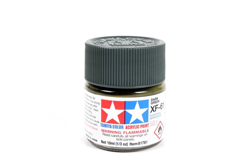 Tamiya Mini Acrylic 10 ml - XF - 61 Dark Green Matte Finish - The Merri Artist - merriartist.com