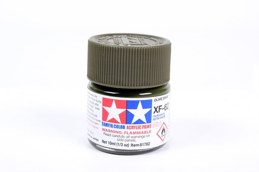 Tamiya Mini Acrylic 10 ml - XF - 62 Olive Drab Matte Finish - The Merri Artist - merriartist.com