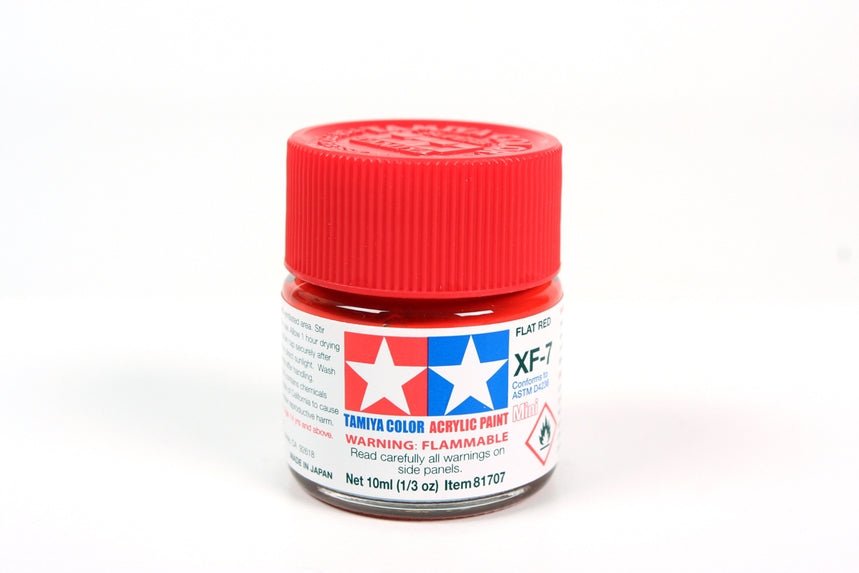 Tamiya Mini Acrylic 10 ml - XF - 7 Flat Red Matte Finish - The Merri Artist - merriartist.com