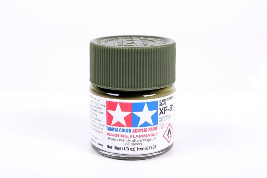 Tamiya Mini Acrylic 10 ml XF - 81 Dark Green 2 (RAF) Matte Finish - The Merri Artist - merriartist.com